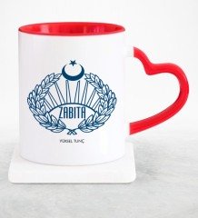 Kişiye Özel Mesleki Zabıta Kırmızı Kalpli Kupa Bardak
