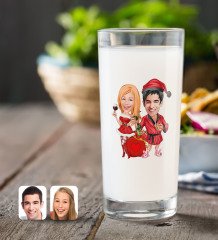 Kişiye Özel Sevgililer Yeni Yıl Karikatürlü Rakı Bardağı-5