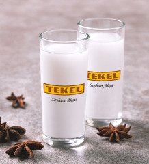 BK Gift Kişiye Özel Renkli Baskılı Tekel Tasarımlı İkili Rakı Bardağı Seti-1