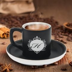 BK Gift Kişiye Özel İsimli Siyah Renk Türk Kahvesi Fincanı-10, Arkadaşa Hediye, Sevgiliye Hediye, Yıl Dönümü Hediyesi