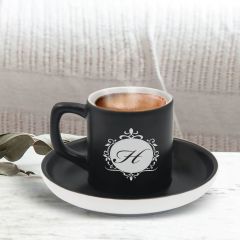 BK Gift Kişiye Özel İsimli Siyah Renk Türk Kahvesi Fincanı-10, Arkadaşa Hediye, Sevgiliye Hediye, Yıl Dönümü Hediyesi