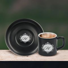 BK Gift Kişiye Özel İsimli Siyah Renk Türk Kahvesi Fincanı-10, Arkadaşa Hediye, Sevgiliye Hediye, Yıl Dönümü Hediyesi