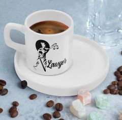 BK Gift Kişiye Özel Sunum Tabaklı Avukat Tasarımlı Kahve Fincanı-14, Sevgiliye Hediye, Arkadaşa Hediye, Avukata Hediye