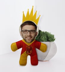 BK Gift Kişiye Özel Sarı Kırmızı Taraftar Tasarımlı Kral Bebek Yastık-3, Taraftar Hediyesi, Taraftar Yastık
