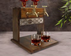 BK Gift Kişiye Özel Kabartma İsimli Çift Musluklu Doğal Ahşap Viski Standı, İçki Standı, Doğum Günü Hediyesi, Ev Hediyesi, Erkek Hediye-20
