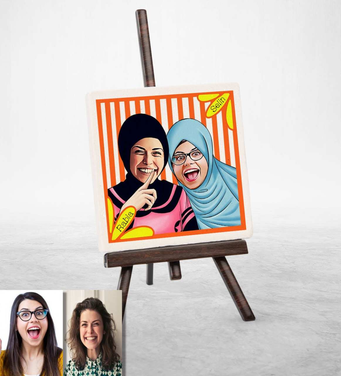 Kişiye Özel Türbanlı Karikatürlü Doğal Taş 37-785