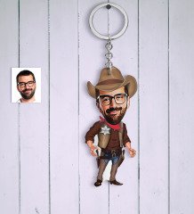 Kişiye Özel Bay Şerif Karikatür Anahtarlık