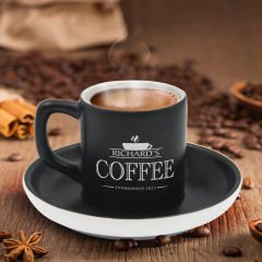 BK Gift Kişiye Özel Coffe Tasarımlı Siyah Renk Türk Kahvesi Fincanı-1, Arkadaşa Hediye, Sevgiliye Hediye, Yıl Dönümü Hediyesi