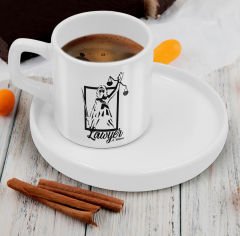 BK Gift Kişiye Özel Sunum Tabaklı Avukat Tasarımlı Kahve Fincanı-15, Sevgiliye Hediye, Arkadaşa Hediye, Avukata Hediye