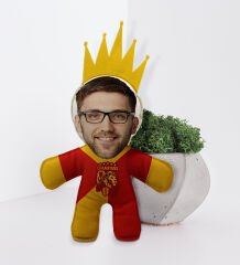 BK Gift Kişiye Özel Sarı Kırmızı Taraftar Tasarımlı Kral Bebek Yastık-4, Taraftar Hediyesi, Taraftar Yastık
