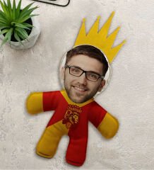 BK Gift Kişiye Özel Sarı Kırmızı Taraftar Tasarımlı Kral Bebek Yastık-4, Taraftar Hediyesi, Taraftar Yastık