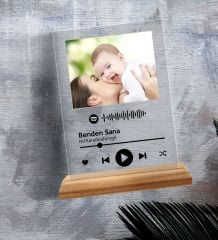 Kişiye Özel Kendin Tasarla Fotoğraflı Spotify Şarkı Barkodlu Masaüstü Plak Fotoğraf Çerçevesi