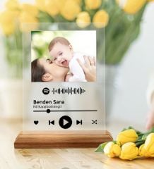 Kişiye Özel Kendin Tasarla Fotoğraflı Spotify Şarkı Barkodlu Masaüstü Plak Fotoğraf Çerçevesi