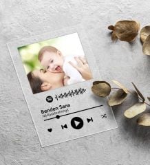Kişiye Özel Kendin Tasarla Fotoğraflı Spotify Şarkı Barkodlu Masaüstü Plak Fotoğraf Çerçevesi