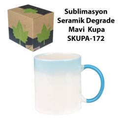 Sublimasyon Seramik Degrade Mavi Kupa - Kutulu