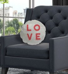 BK Gift Love Tasarımlı Yuvarlak Dekoratif Kırlent Yastık-1