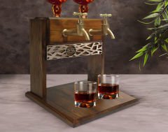 BK Gift Kişiye Özel Kabartma İsimli Çift Musluklu Doğal Ahşap Viski Standı, İçki Standı, Doğum Günü Hediyesi, Ev Hediyesi, Erkek Hediye-22