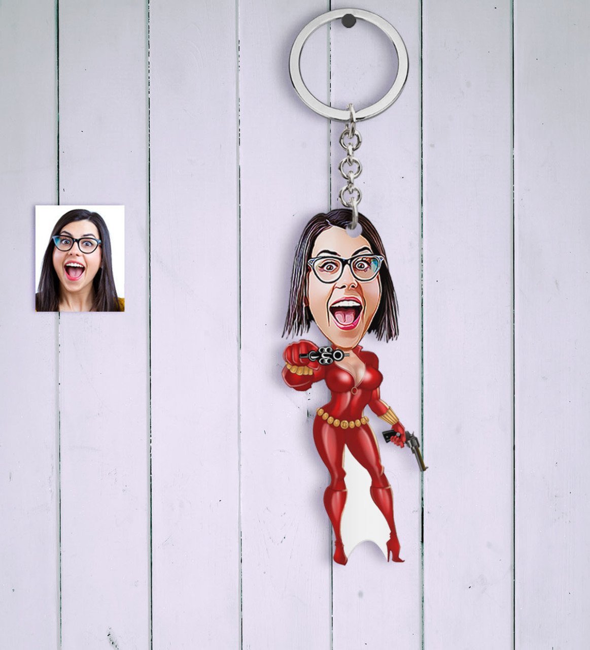 Kişiye Özel Şeytan Kız Karikatür Anahtarlık - 2