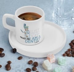 BK Gift Kişiye Özel Sunum Tabaklı Diş Hekimi Tasarımlı Kahve Fincanı-2, Sevgiliye Hediye, Arkadaşa Hediye, Diş Hekimi Hediye