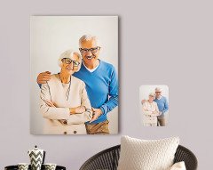 Kişiye Özel Tam Boy Büyükanne ve Büyükbaba Karikatürlü Kanvas Tablo 70x100cm-1