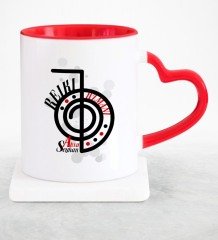 Kişiye Özel Mesleki Reiki Uzmanı Kırmızı Kalpli Kupa Bardak - 1