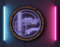 BK Gift Kişiye Özel Led Işıklı Yuvarlak Bar Tabelası, Işıklı Tabela, Bar Dekorasyonu, Duvar Dekoru, Home Bar Tabela-23 - (39CM)