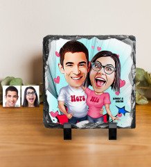 Kişiye Özel Sevgililer Karikatürlü Dekoratif Doğal Taş - 5