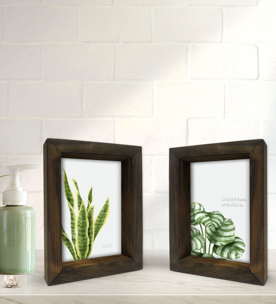 Bk Gift Banyo Dekoratif 2'li Doğal Masif Ahşap Çerçeve 15x20cm-16