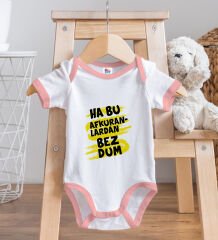 BK Kids Bezdum Tasarımlı Pembe Bebek Body Zıbın-4