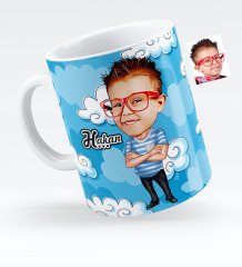 Kişiye Özel Erkek Çocuk Karikatürlü Beyaz Kupa Bardak - 1