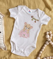 BK Kids Kişiye Özel İsimli Beyaz Bebek Body Zıbın ve Kız Bebek İğnesi Hediye Seti-6