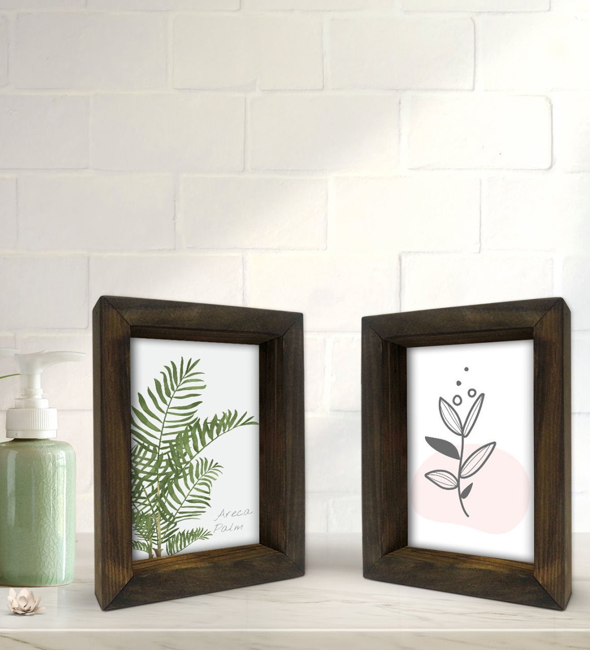 Bk Gift Banyo Dekoratif 2'li Doğal Masif Ahşap Çerçeve 15x20cm-17
