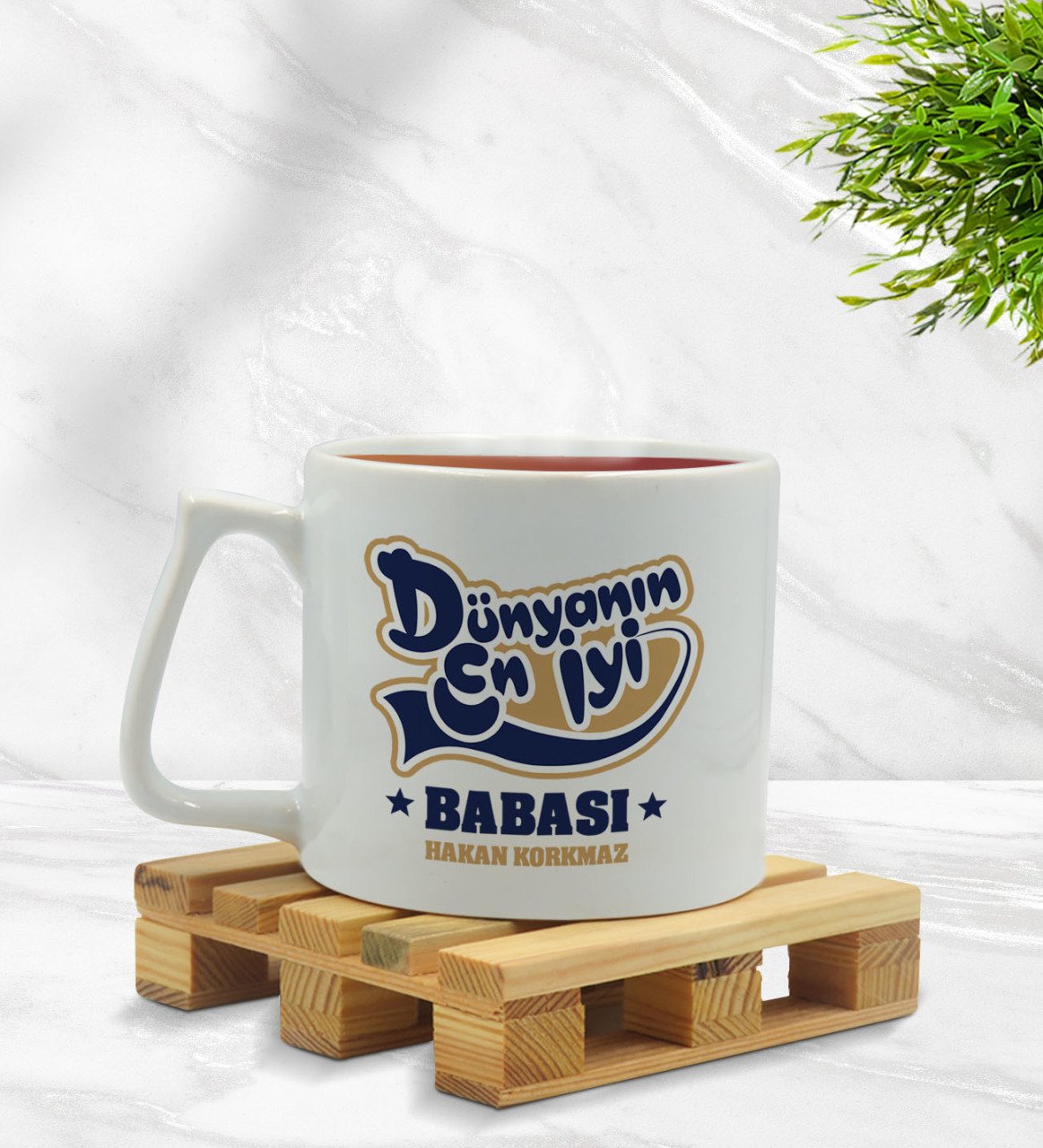 Kişiye Özel Dünyanın En İyi Babası Tasarımlı Middle Beyaz Kupa Bardak Model 2