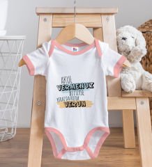 BK Kids Akul Vermenuz Bittiyse Tasarımlı Pembe Bebek Body Zıbın-1