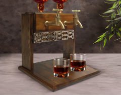 BK Gift Kişiye Özel Kabartma İsimli Çift Musluklu Doğal Ahşap Viski Standı, İçki Standı, Doğum Günü Hediyesi, Ev Hediyesi, Erkek Hediye-23
