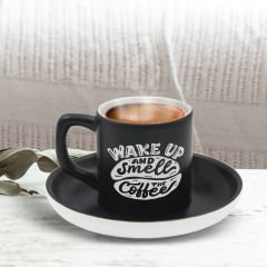 BK Gift Kişiye Özel Coffe Tasarımlı Siyah Renk Türk Kahvesi Fincanı-7, Arkadaşa Hediye, Sevgiliye Hediye, Yıl Dönümü Hediyesi