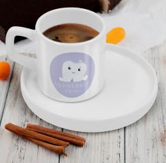 BK Gift Kişiye Özel Sunum Tabaklı Diş Hekimi Tasarımlı Kahve Fincanı-6, Sevgiliye Hediye, Arkadaşa Hediye, Diş Hekimi Hediye