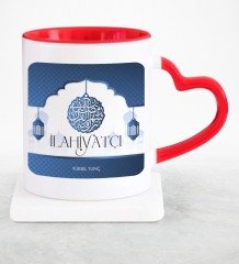 Kişiye Özel Mesleki İlahiyatçı Kırmızı Kalpli Kupa Bardak - 2