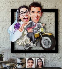 Kişiye Özel Evleniyoruz Karikatürlü 3D Ahşap Tablo-8