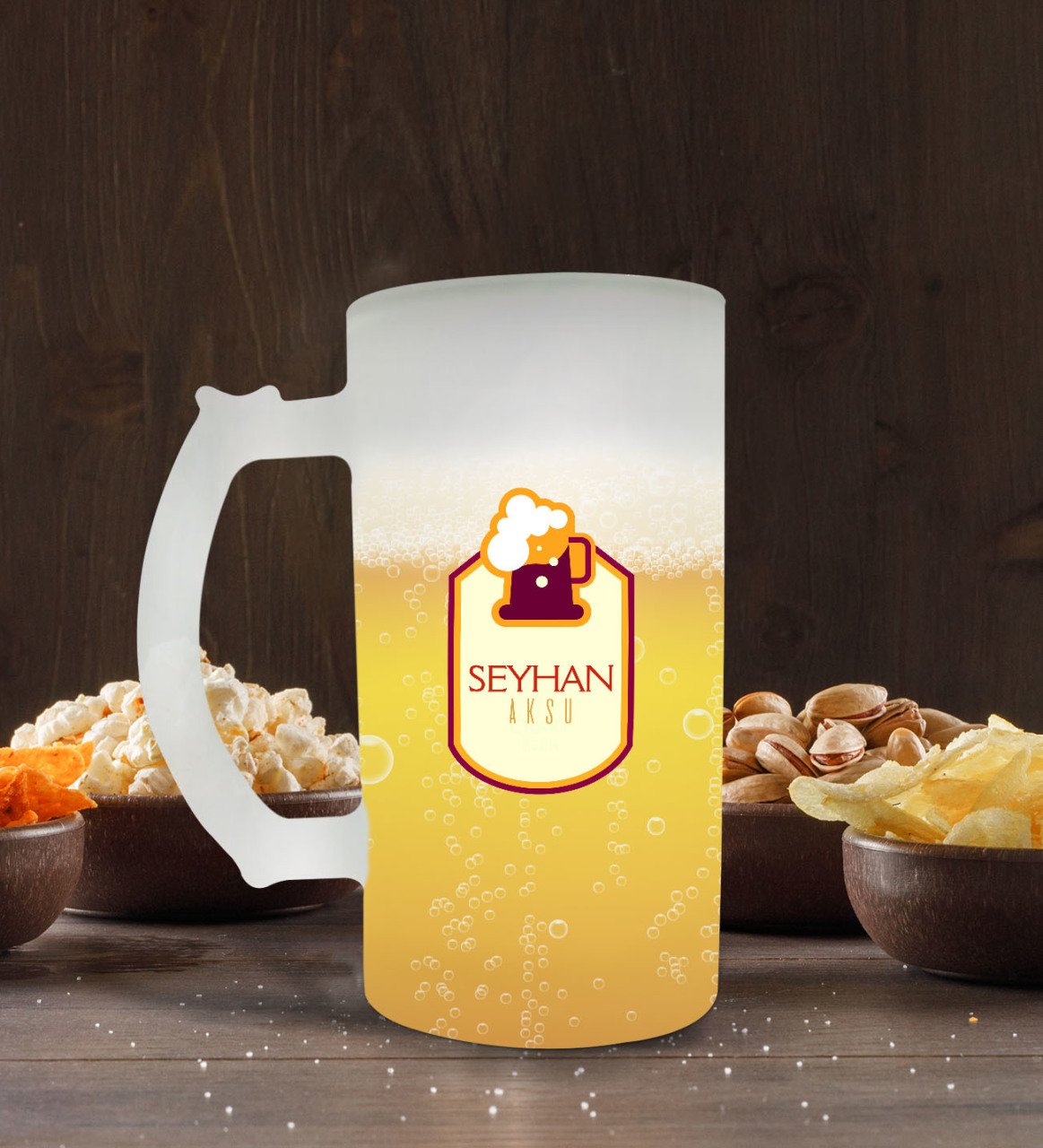 Kişiye Özel İsimli Buzlu Cam Bira Bardağı 50cl-113