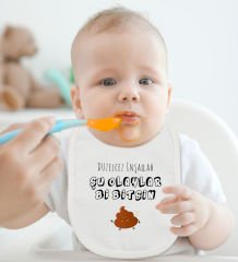 BK Kids Düzelcez İnşallah Tasarımlı Beyaz Bebek Body Zıbın ve Mama Önlüğü Hediye Seti-1