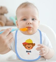 BK Kids Havalı Ol Tasarımlı Mavi Bebek Mama Önlüğü