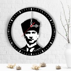 Kişiye Özel Atatürk Tasarımlı Ahşap Duvar Saati - 5