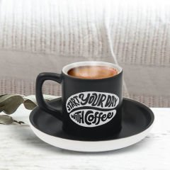 BK Gift Kişiye Özel Coffe Tasarımlı Siyah Renk Türk Kahvesi Fincanı-8, Arkadaşa Hediye, Sevgiliye Hediye, Yıl Dönümü Hediyesi