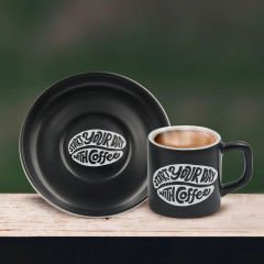 BK Gift Kişiye Özel Coffe Tasarımlı Siyah Renk Türk Kahvesi Fincanı-8, Arkadaşa Hediye, Sevgiliye Hediye, Yıl Dönümü Hediyesi