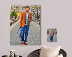 Kişiye Özel Tam Boy Erkek Karikatürlü Kanvas Tablo 70x100cm-1