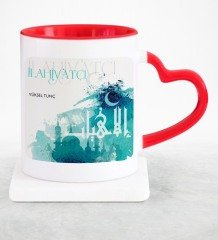 Kişiye Özel Mesleki İlahiyatçı Kırmızı Kalpli Kupa Bardak - 3