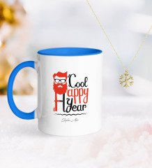 Kişiye Özel Noel Baba Mavi Kupa ve Kar Tanesi Kolye-3
