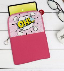 BK Gift Pop Art Tasarımlı Taşınabilir Koruyucu Tablet Kılıfı & Organizer Çanta - Pembe-1