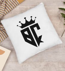 BK Gift Kişiye Özel Monogram Harfli Beyaz Yastık, Monogram Logo Harf, Monogram, Baş Harfli, Ev ve Ofis Hediyesi